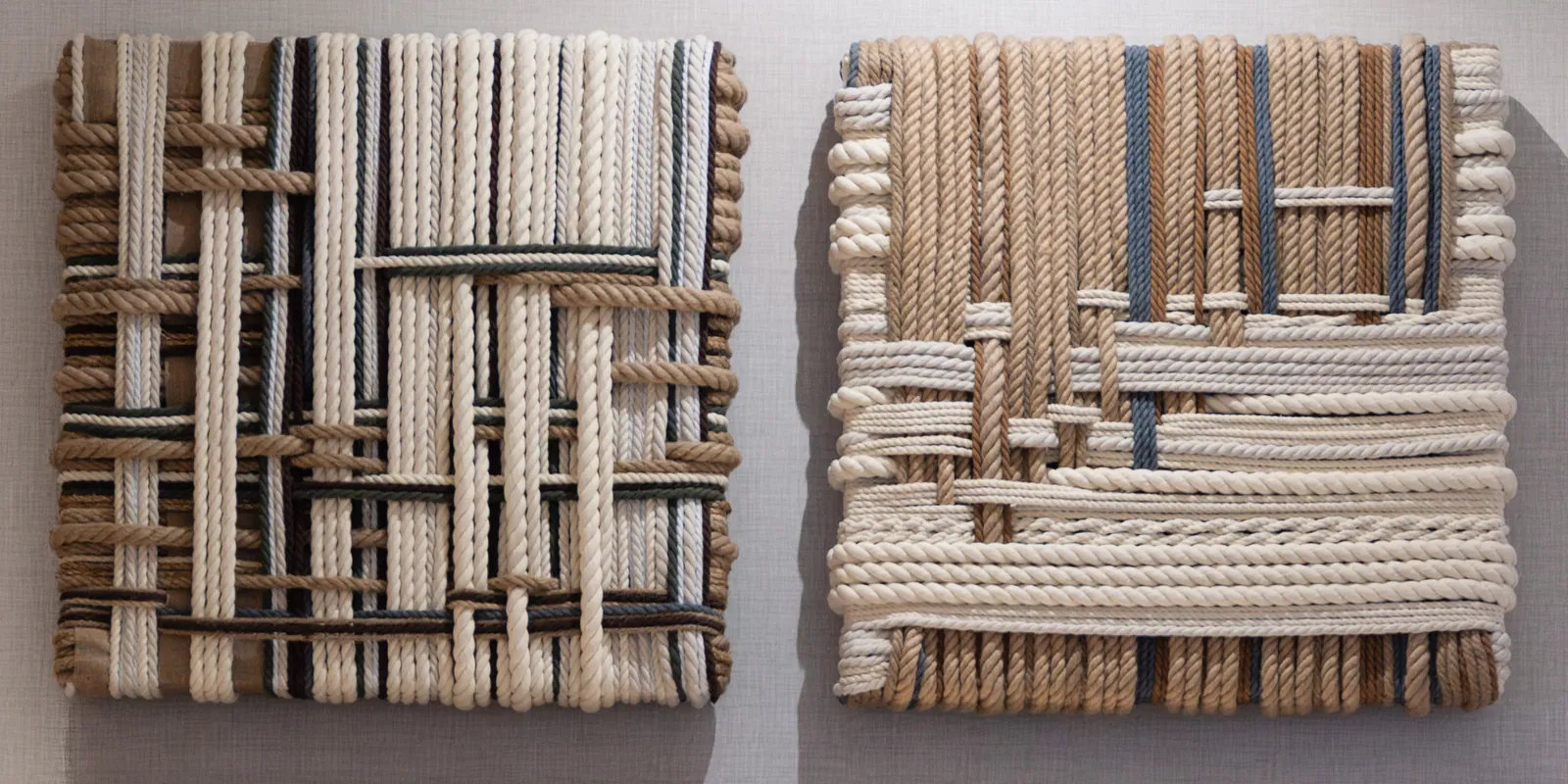 Two of Iguén de Guaraguao's rope panels, side by side